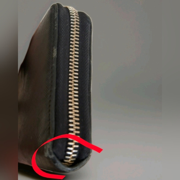 PRADA Zip Around Long Wallet Black Saffiano Leather Gold Logo Made In Italy - Picture 7 of 10